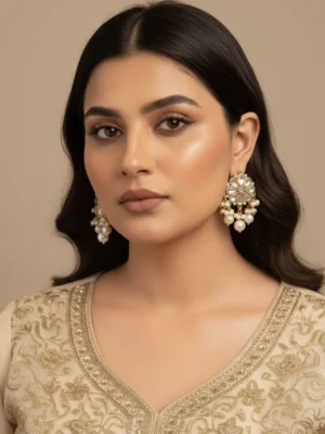 Sunahri Wear I Online Kundan Artificial Jewelry Wholesale Shopping Kundan Floral Earrings