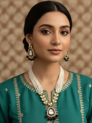 Sunahri Wear I Online Kundan Artificial Jewelry Wholesale Shopping Multi-Layer Pearl Necklace Set