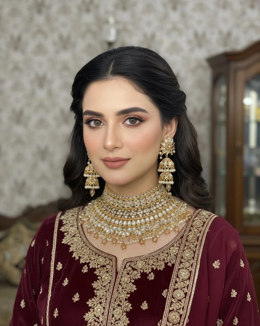 Royal Kundan Bridal Choker Set with Matching Earrings royal kundan bridal choker set